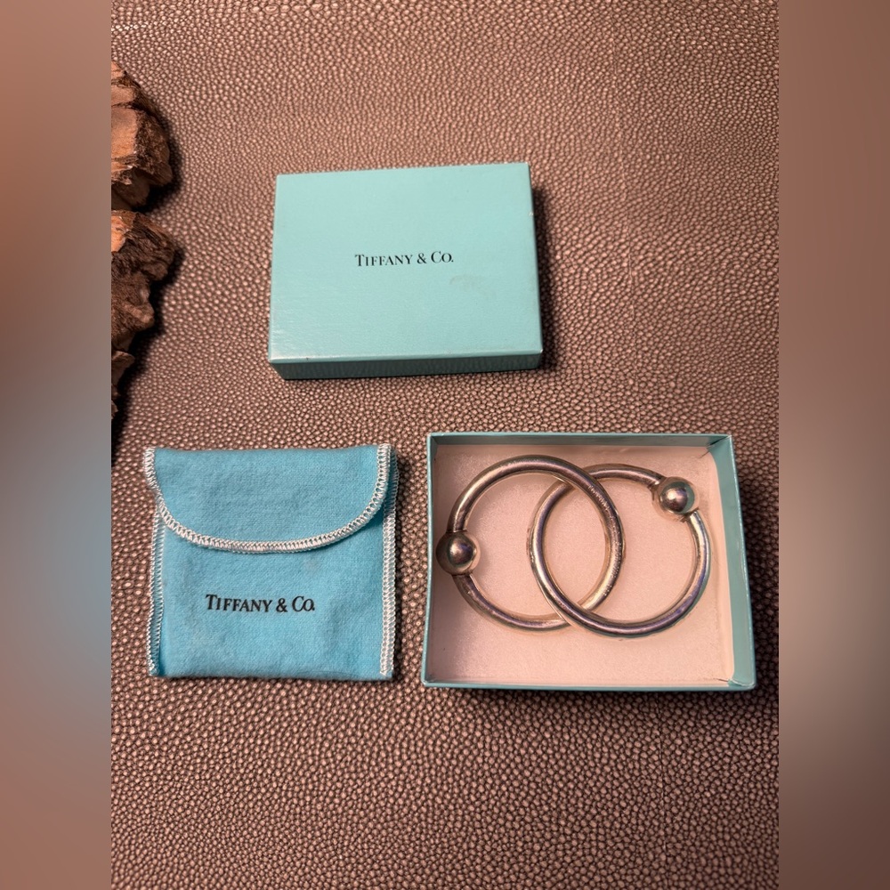 Tiffany & Co 1837 Sterling Silver 925 Double 2 Ring Baby Rattle Teething Ring